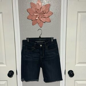 American Eagle dark denim shorts- size 10, inseam 10”
